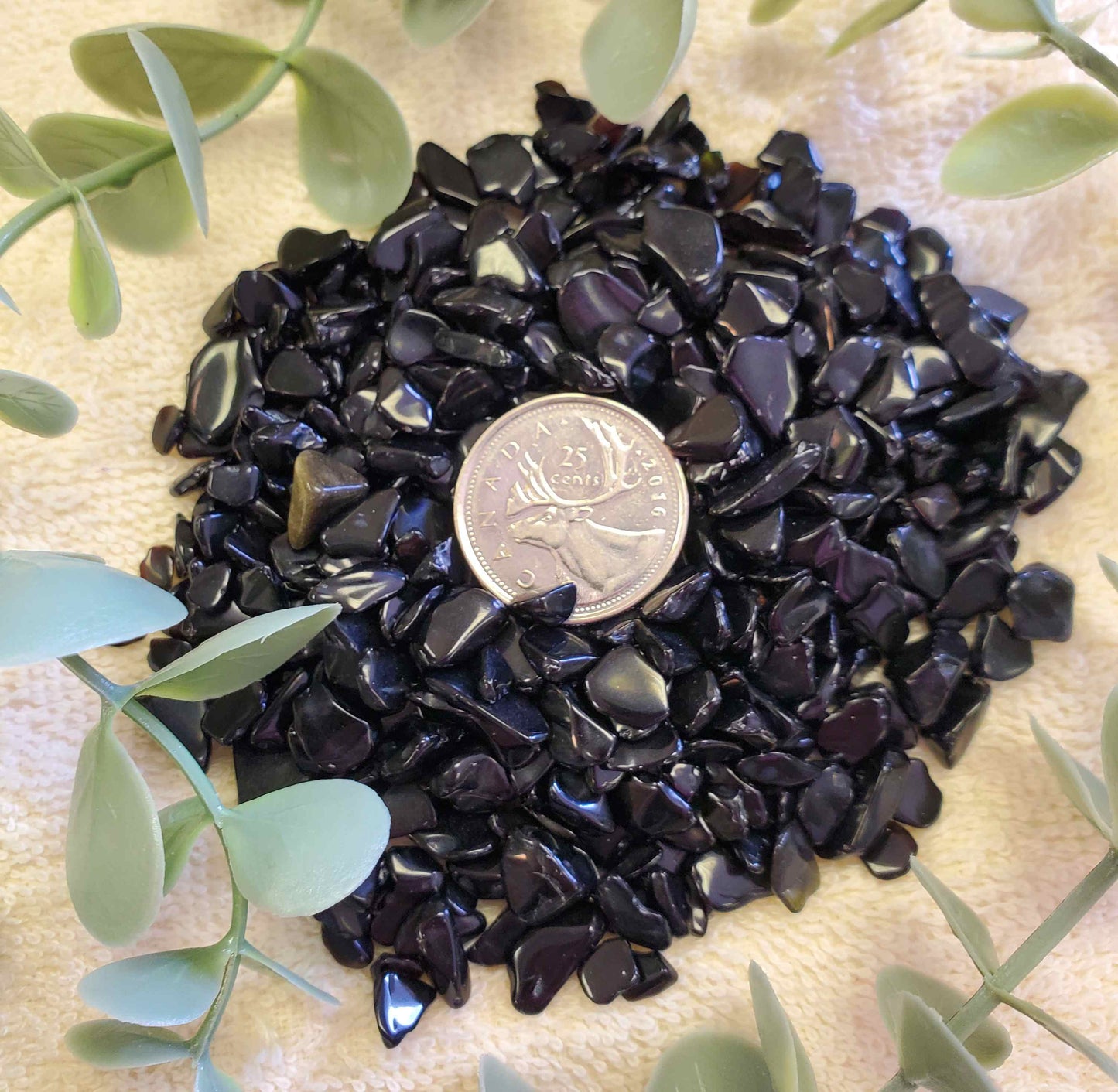 1 oz (28g) Small Black Obsidian Pebbles (0074)