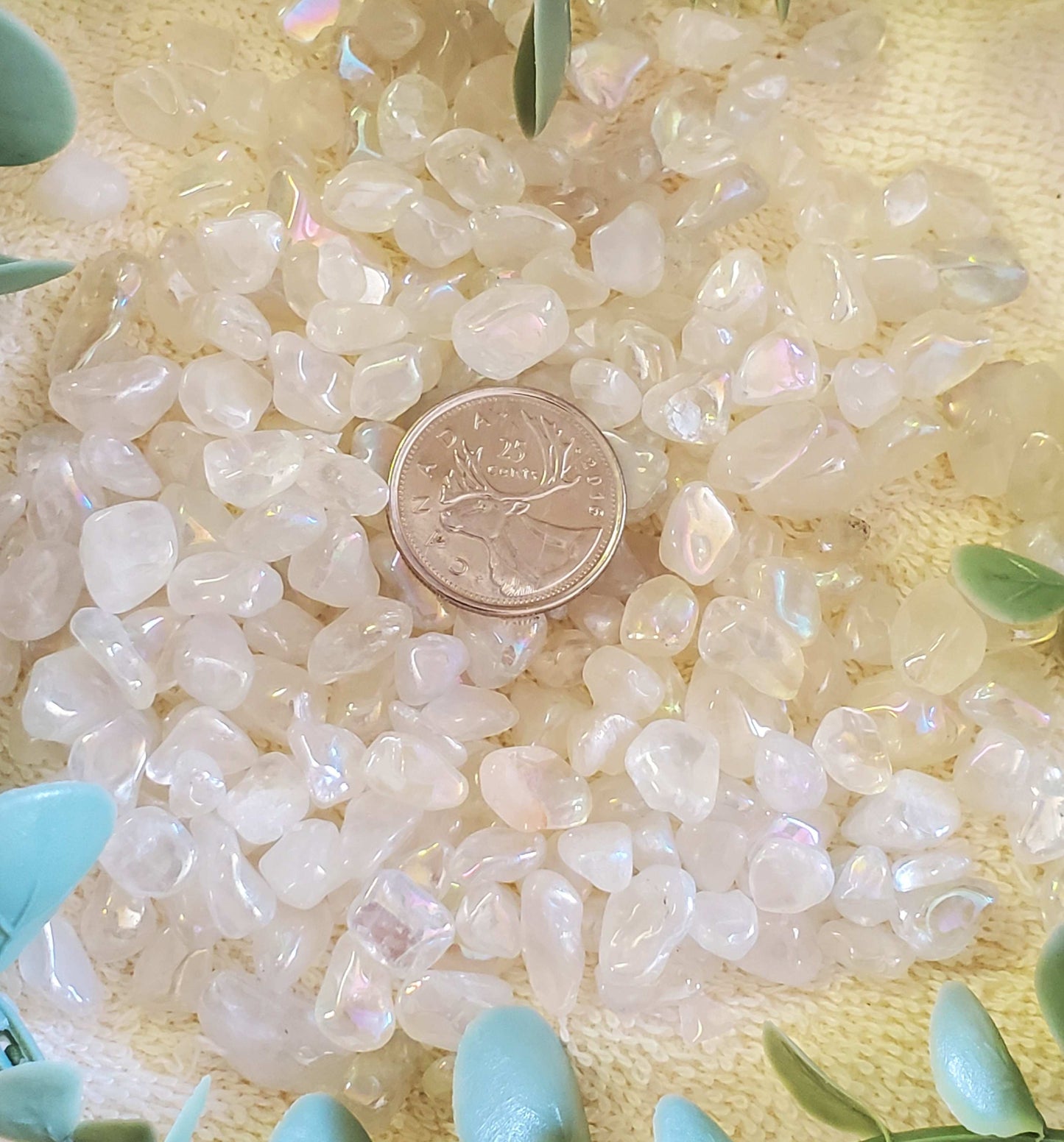 100g Aura Quartz pebbles (0097)