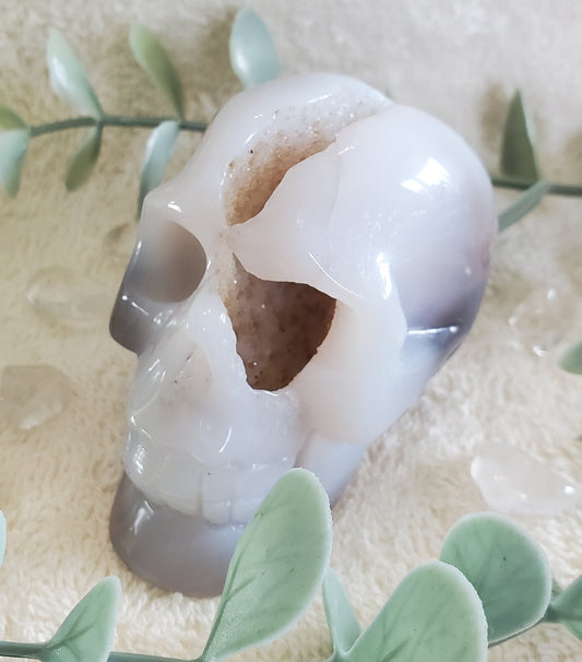 Beautiful Agate 58mm Druzy Skull (0144)