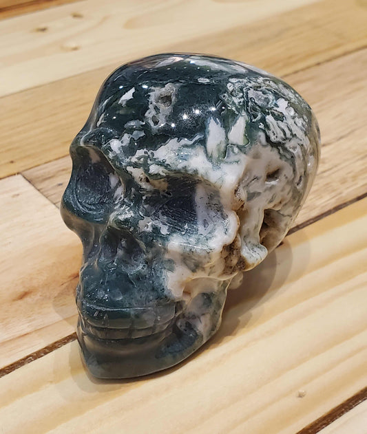 3.75" Moss Agate Skull (0181)